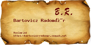Bartovicz Radomér névjegykártya